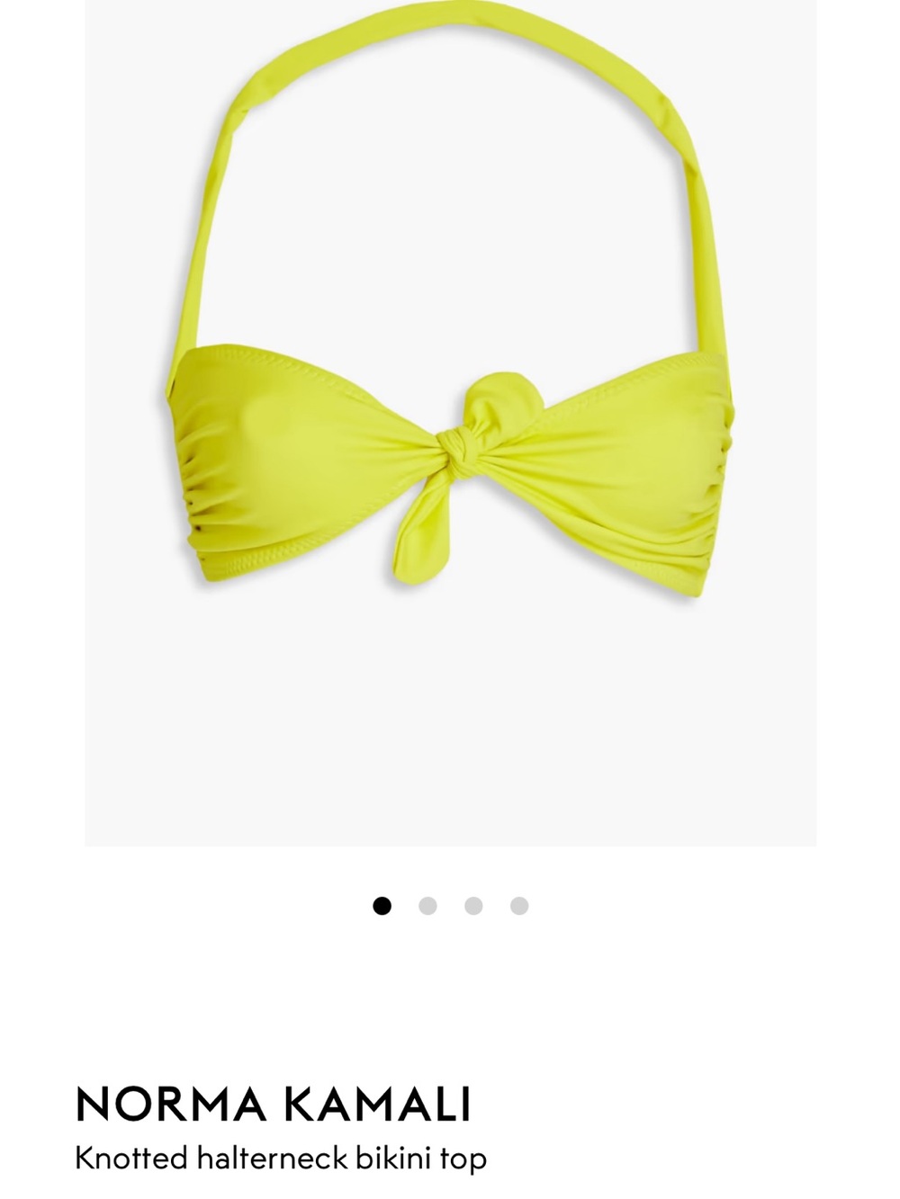 Norma Kamali Neon Lime Knotted Halter Bikini Top